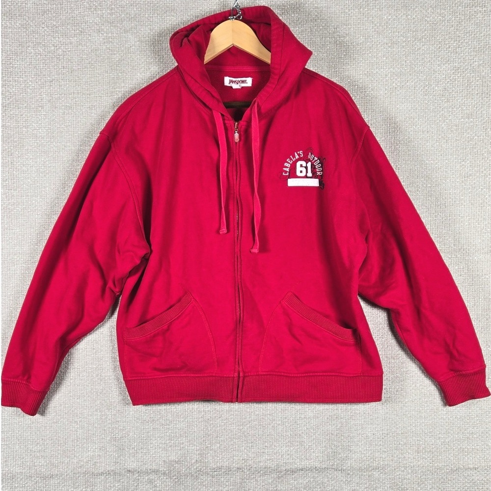 Jansport Cabela's Outdoor 61 Full Zip Hoodie Women's XL Red‎ Sweatshirt